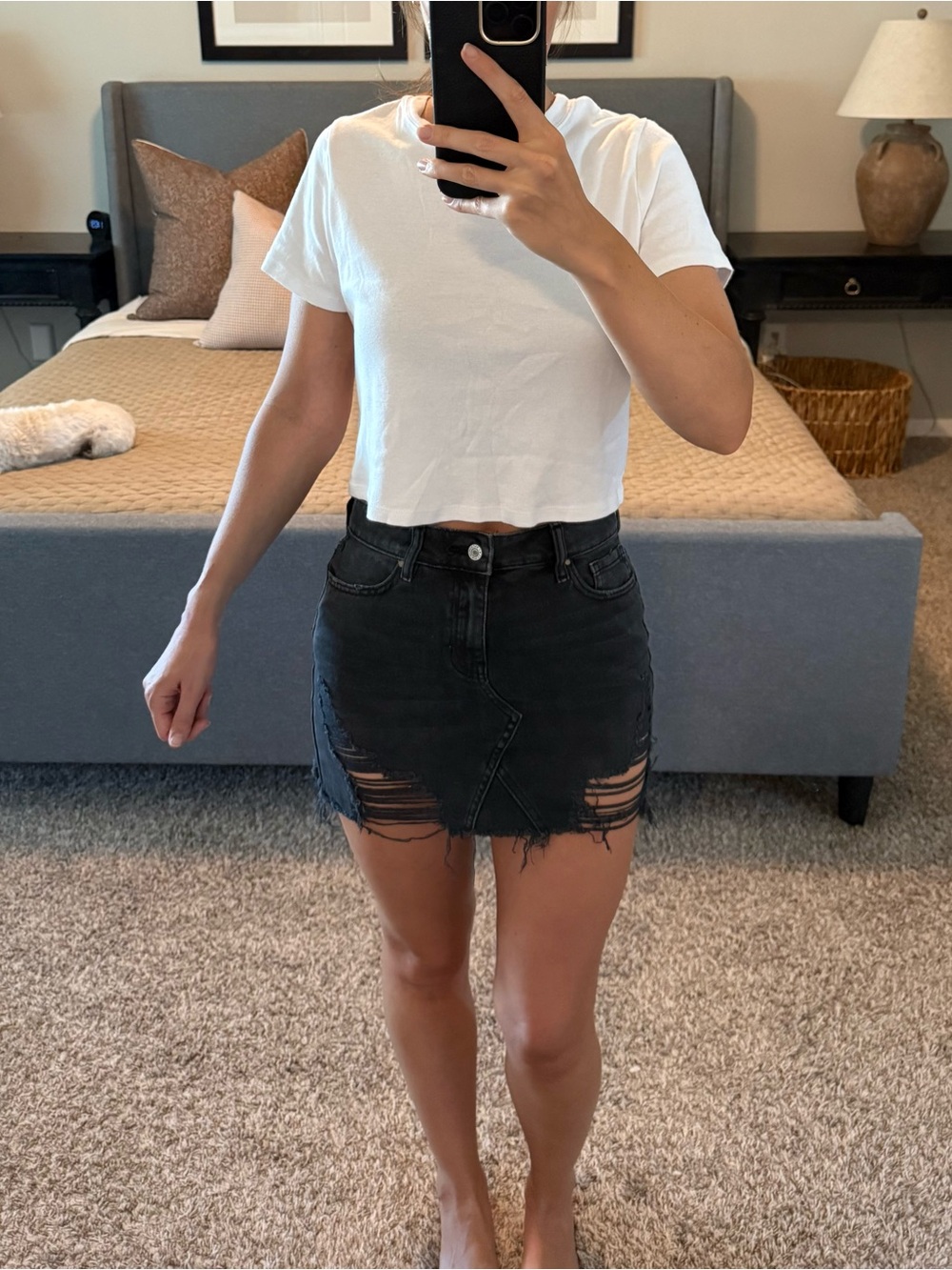 PacSun Black Distressed Denim Mini Skirt